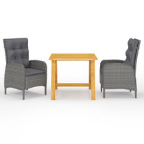 3-dijelni vrtni blagovaonski set sivi 3068689