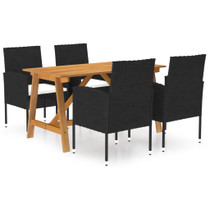 5-dijelni vrtni blagovaonski set crni 3068779