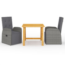3-dijelni vrtni blagovaonski set sivi 3068712