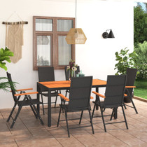 7-dijelni vrtni blagovaonski set crno-smeđi 3060079