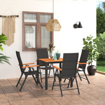 5-dijelni vrtni blagovaonski set crno-smeđi 3060077