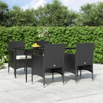 5-dijelni vrtni blagovaonski set s jastucima crni 3156616