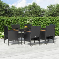 7-dijelni vrtni blagovaonski set s jastucima crni 3156641