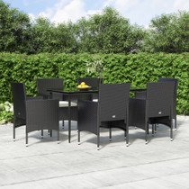 7-dijelni vrtni blagovaonski set s jastucima crni 3156617