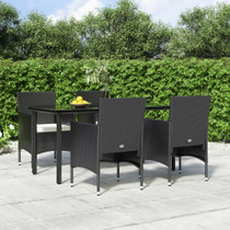 5-dijelni vrtni blagovaonski set s jastucima crni 3156600