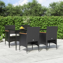 5-dijelni vrtni blagovaonski set s jastucima crni 3156640