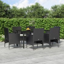 7-dijelni vrtni blagovaonski set s jastucima crni 3156601