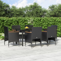 7-dijelni vrtni blagovaonski set s jastucima crni 3156633