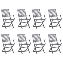 Sklopive vrtne stolice s jastucima 8 kom masivno bagremovo drvo 3078263