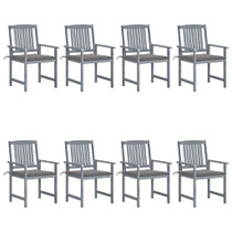 Vrtne stolice s jastucima 8 kom sive od masivnog drva bagrema 3078223