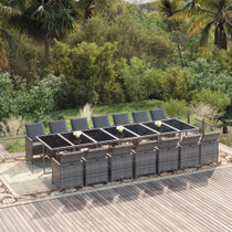 15-dijelni vrtni blagovaonski set s jastucima poliratan sivi 3095644