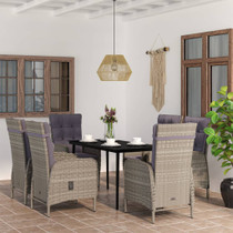 7-dijelni vrtni blagovaonski set s jastucima sivo-crni 3099374