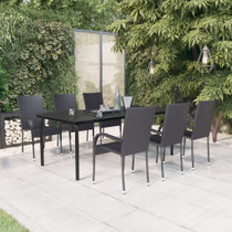 7-dijelni vrtni blagovaonski set crni 3099381