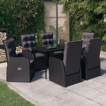 7-dijelni vrtni blagovaonski set s jastucima crni 3099494