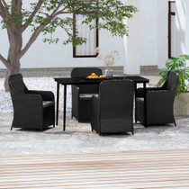 5-dijelni vrtni blagovaonski set s jastucima crni 3099543