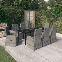 9-dijelni vrtni blagovaonski set s jastucima sivi 3099478