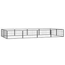 Ograda za pse s 12 panela crna 100 x 50 cm čelik obložen prahom 3115968