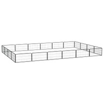 Ograda za pse s 20 panela crna 100 x 50 cm čelik obložen prahom 3115970