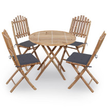 5-dijelni sklopivi vrtni blagovaonski set od bambusa 3063960