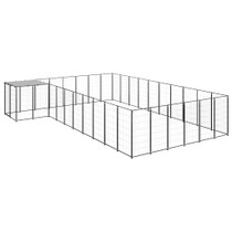 Kavez za pse crni 19,36 m² čelični 3082239 Kavez za pse crni 19,36 m² čelični 3082239