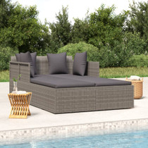 Ležaj za sunčanje s jastucima sivi 182 x 118 x 63 cm poliratan 362268