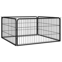 Ograda za pse s 4 panela crna 100 x 50 cm čelik obložen prahom 171794