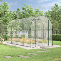 Staklenik prozirni 160x400x190 cm PVC i čelik obložen prahom 317247