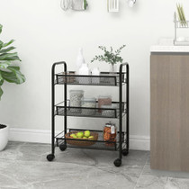 Kuhinjska kolica s 3 razine crna 46 x 26 x 64 cm željezna 336322