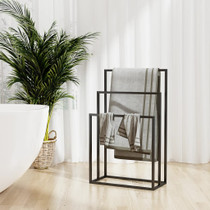 Samostojeći stalak za ručnike crni 48 x 24 x 79 cm željezni 343090