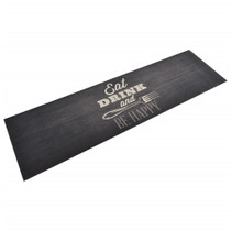 Kuhinjski tepih perivi s natpisom crni 45 x 150 cm baršunasti 136558 Kuhinjski tepih perivi s natpisom crni 45 x 150 cm baršunasti 136558