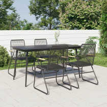 5-dijelni vrtni blagovaonski set od PVC ratana crni 3060269