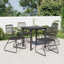 5-dijelni vrtni blagovaonski set od PVC ratana crni 3060274