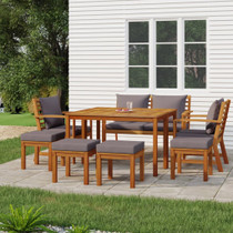 9-dijelni vrtni blagovaonski set s jastucima od bagremovog drva 3154981