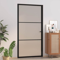 Unutarnja vrata 102,5 x 201,5 cm crna od mat stakla i aluminija 350555