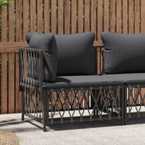 Kutna vrtna sofa od tkane tkanine s jastucima antracit 364142 Kutna vrtna sofa od tkane tkanine s jastucima antracit 364142