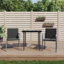 Vrtne stolice s jastucima 2 kom crne 56x59x84 cm od poliratana 364094
