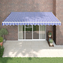 Tenda na uvlačenje plavo-bijela 4 x 3 m od tkanine i aluminija 3154423