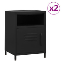 Noćni ormarići 2 kom crni 35 x 35 x 51 cm čelični 3095221 Noćni ormarići 2 kom crni 35 x 35 x 51 cm čelični 3095221