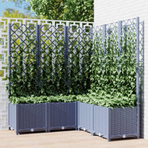 Vrtna sadilica s rešetkom tamnosiva 120 x 120 x 136 cm PP 318257