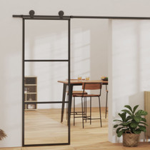 Klizna vrata od stakla ESG i aluminija 76 x 205 cm crna 151008