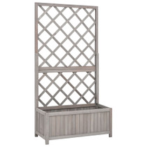 Vrtna sadilica s rešetkom siva 70x30x135 cm od masivne jelovine 316490