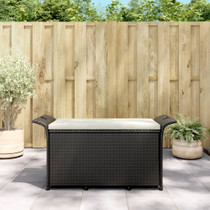 Vrtna klupa s jastukom crna 116 x 46 x 57 cm od poliratana 363417