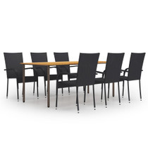 7-dijelni vrtni blagovaonski set od poliratana crni 3072502