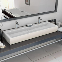 Umivaonik od lijevanih minerala/mramora 120 x 46 x 11 cm bijeli 144068