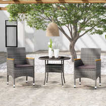 3-dijelni vrtni blagovaonski set od poliratana sivi 3058485