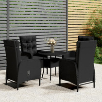 5-dijelni vrtni bistro set od poliratana crni 3058552