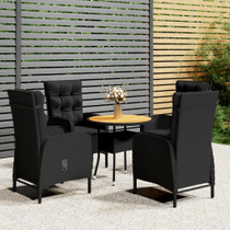 5-dijelni vrtni bistro set od poliratana crni 3058553