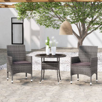 3-dijelni vrtni blagovaonski set od poliratana sivi 3058479