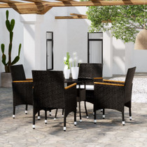 5-dijelni vrtni blagovaonski set od poliratana crni 3058494