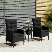 3-dijelni vrtni bistro set od poliratana crni 3058544
